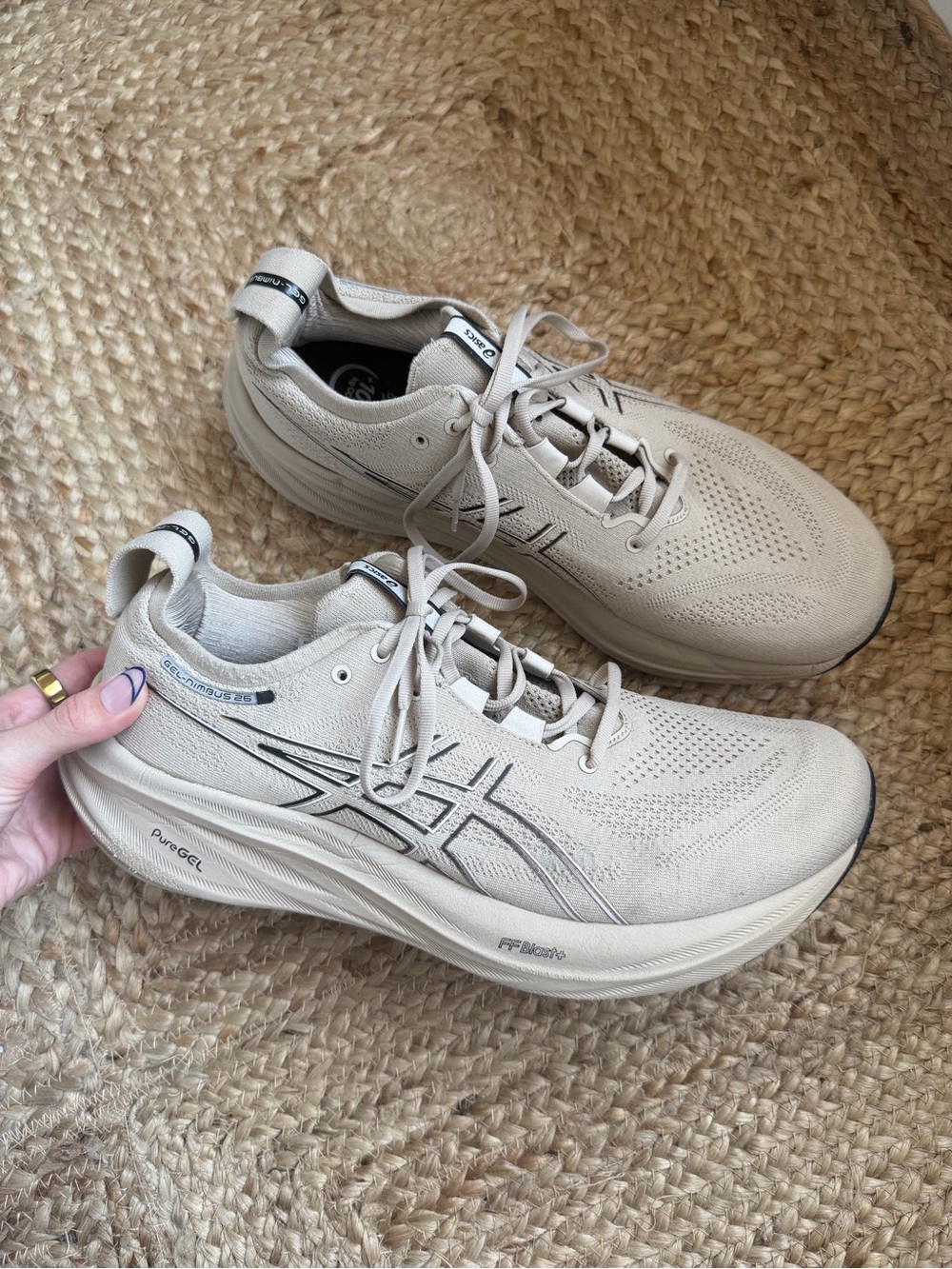 ASICS Gel Nimbus 26 Size 12 Neutral Beige Running Shoe Sneakers